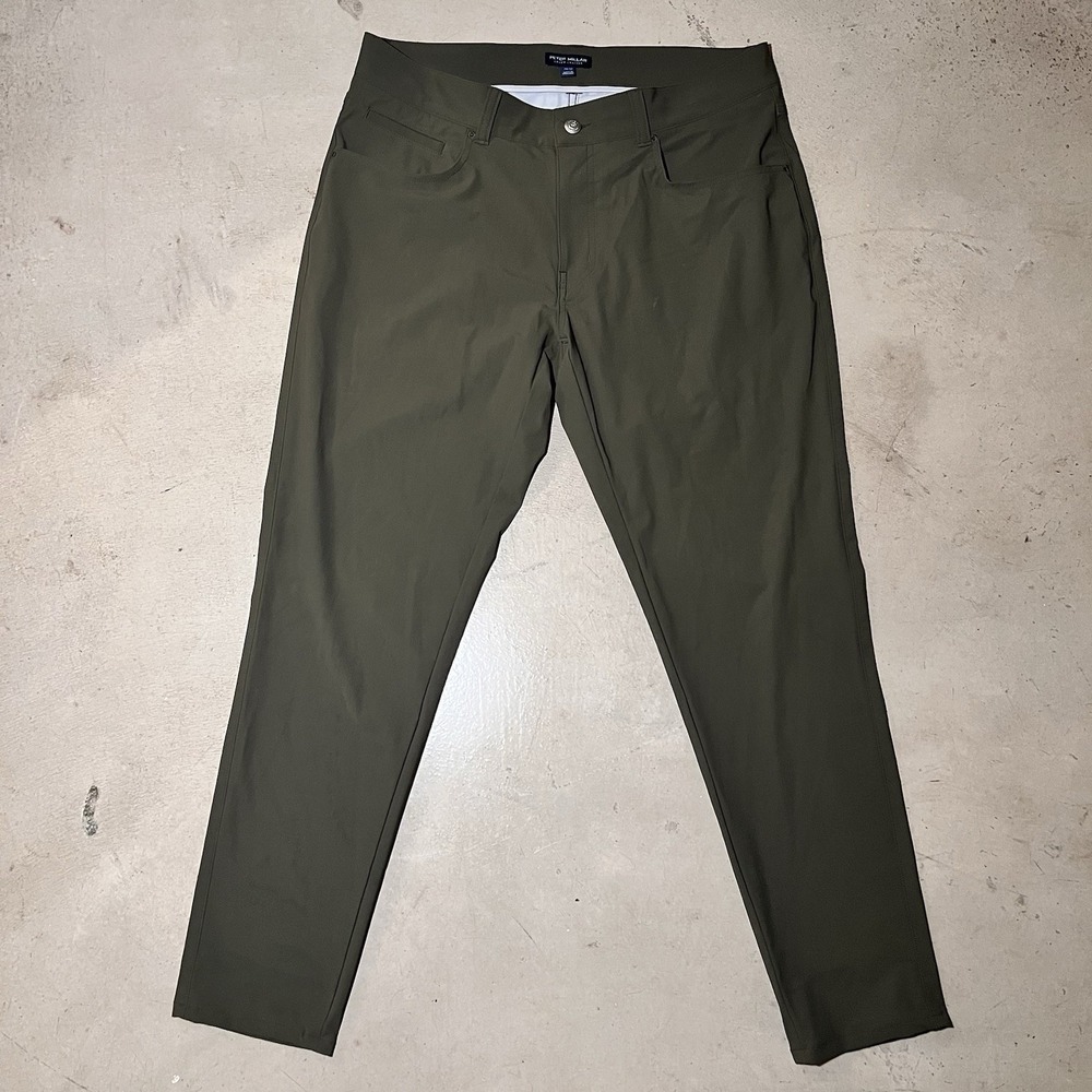 Peter Millar Pants Mens 34x32 Crown Crafted Stretch 5 Pocket Chino Green Golf